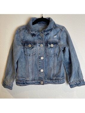 GAP Light Wash Kids Denim Jacket - Light Blue Size 4 Casual 100% Cotton
